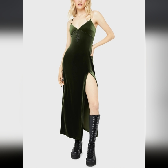 Killstar Olive Green Maxi Dress - Picture 2 of 8